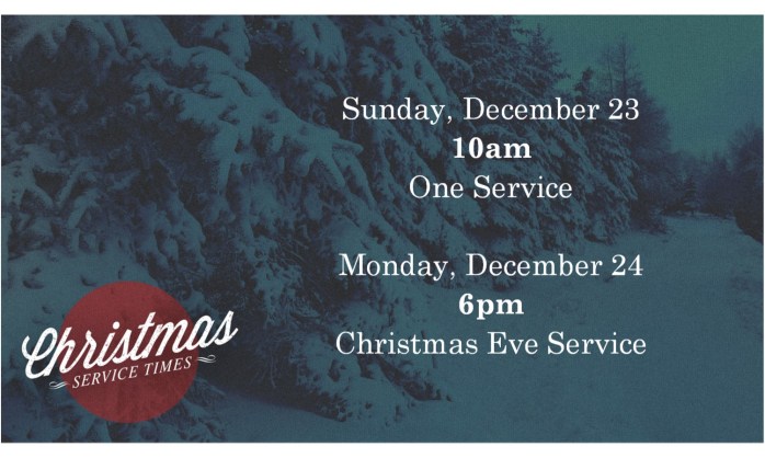 Christmas service times